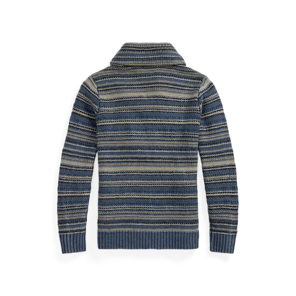 Indigo Striped Linen-Cotton Cardigan
