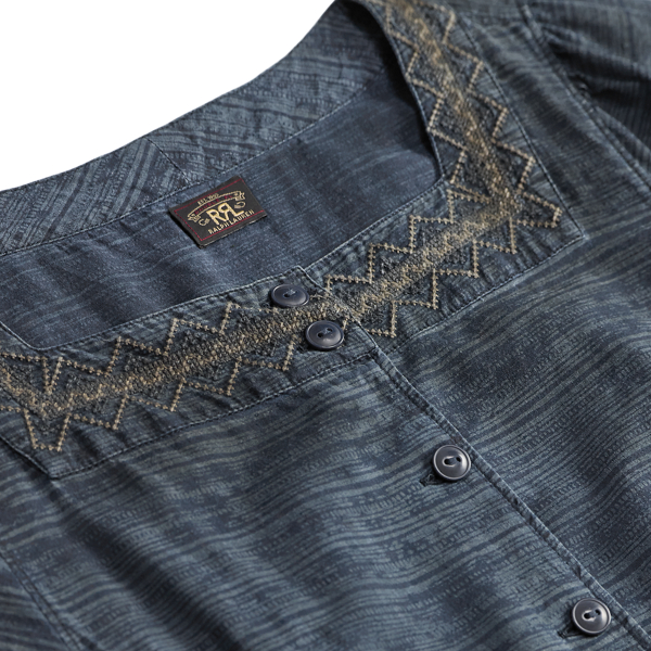 Embroidered Indigo Cotton Dress