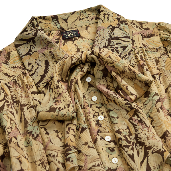 Floral-Print Crinkled Silk Blouse