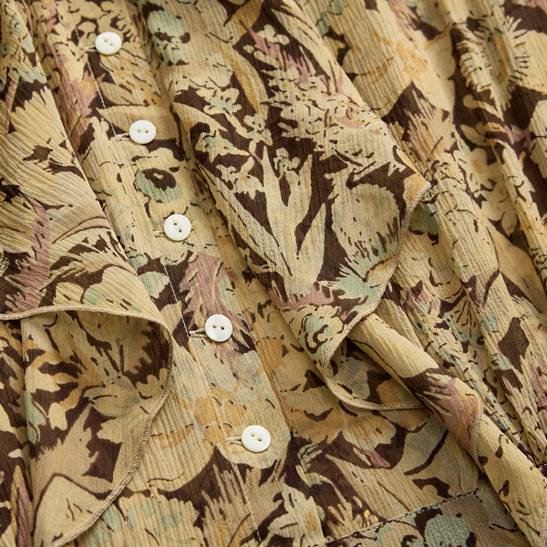 Floral-Print Crinkled Silk Blouse