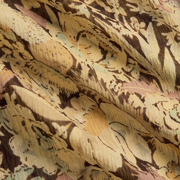 Floral-Print Crinkled Silk Blouse