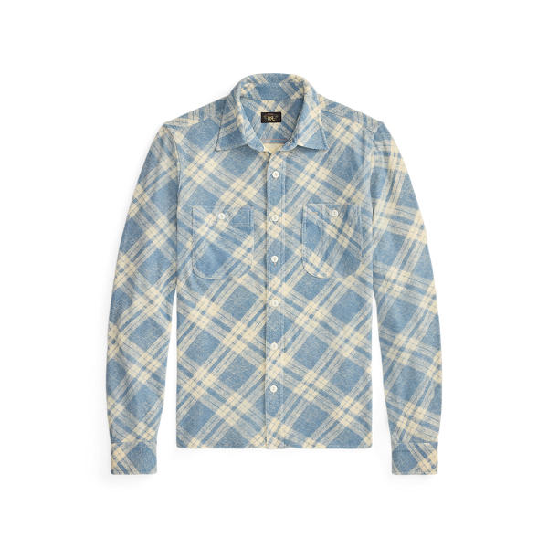 Plaid-Print Cotton-Linen Workshirt