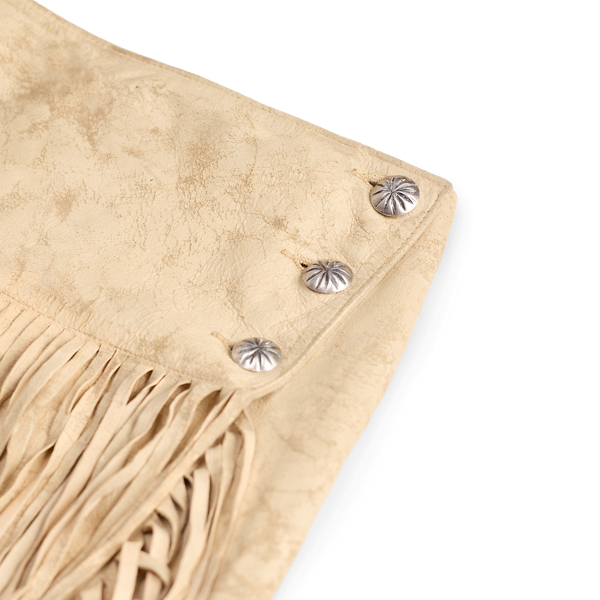 Fringe-Trim Suede Wrap Skirt