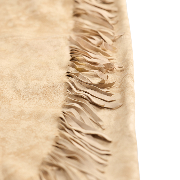 Fringe-Trim Suede Wrap Skirt