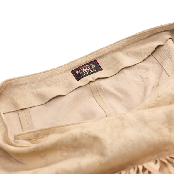 Fringe-Trim Suede Wrap Skirt