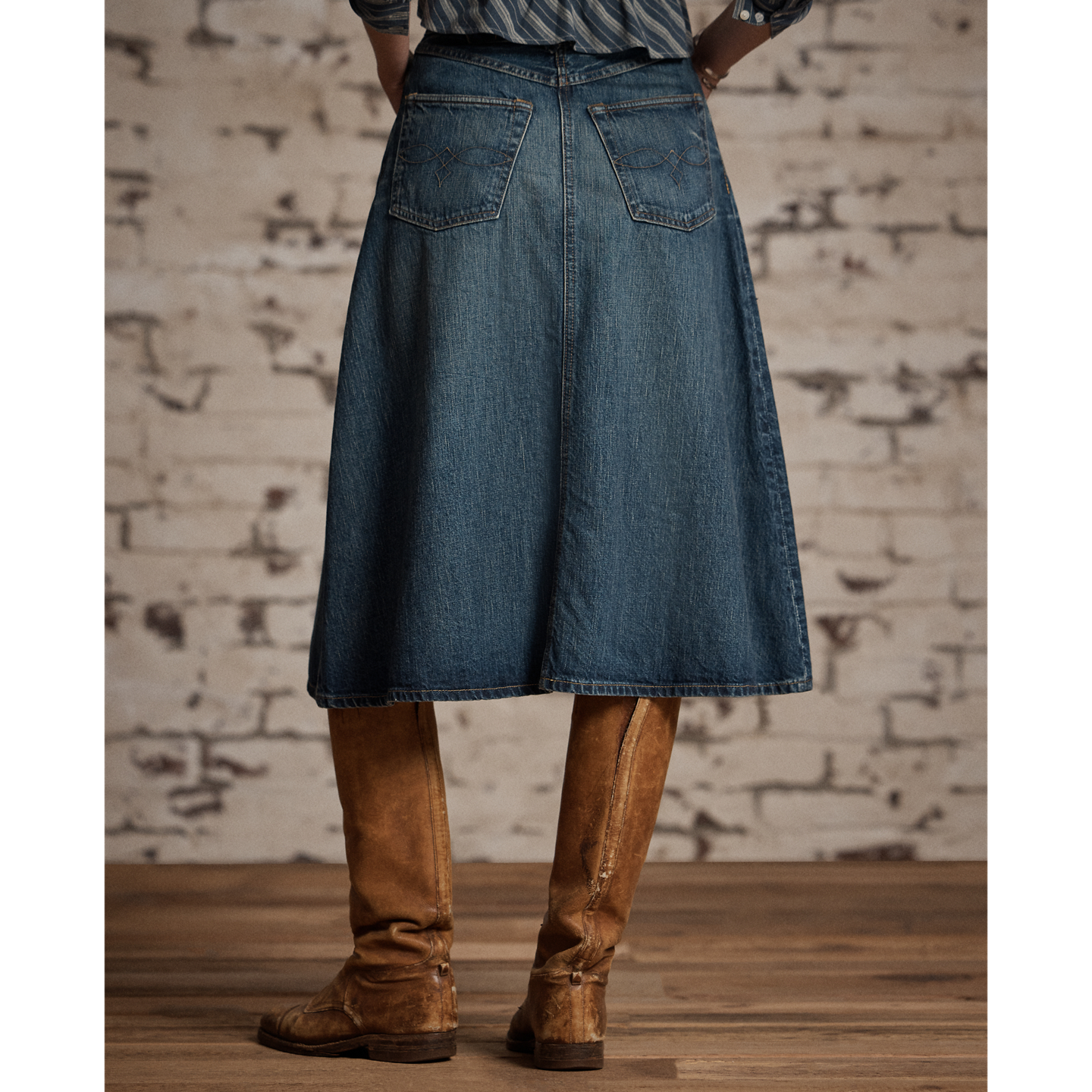 Женская юбка Ralph Lauren Indigo Selvedge Denim, цвет: Варёный — фото 3