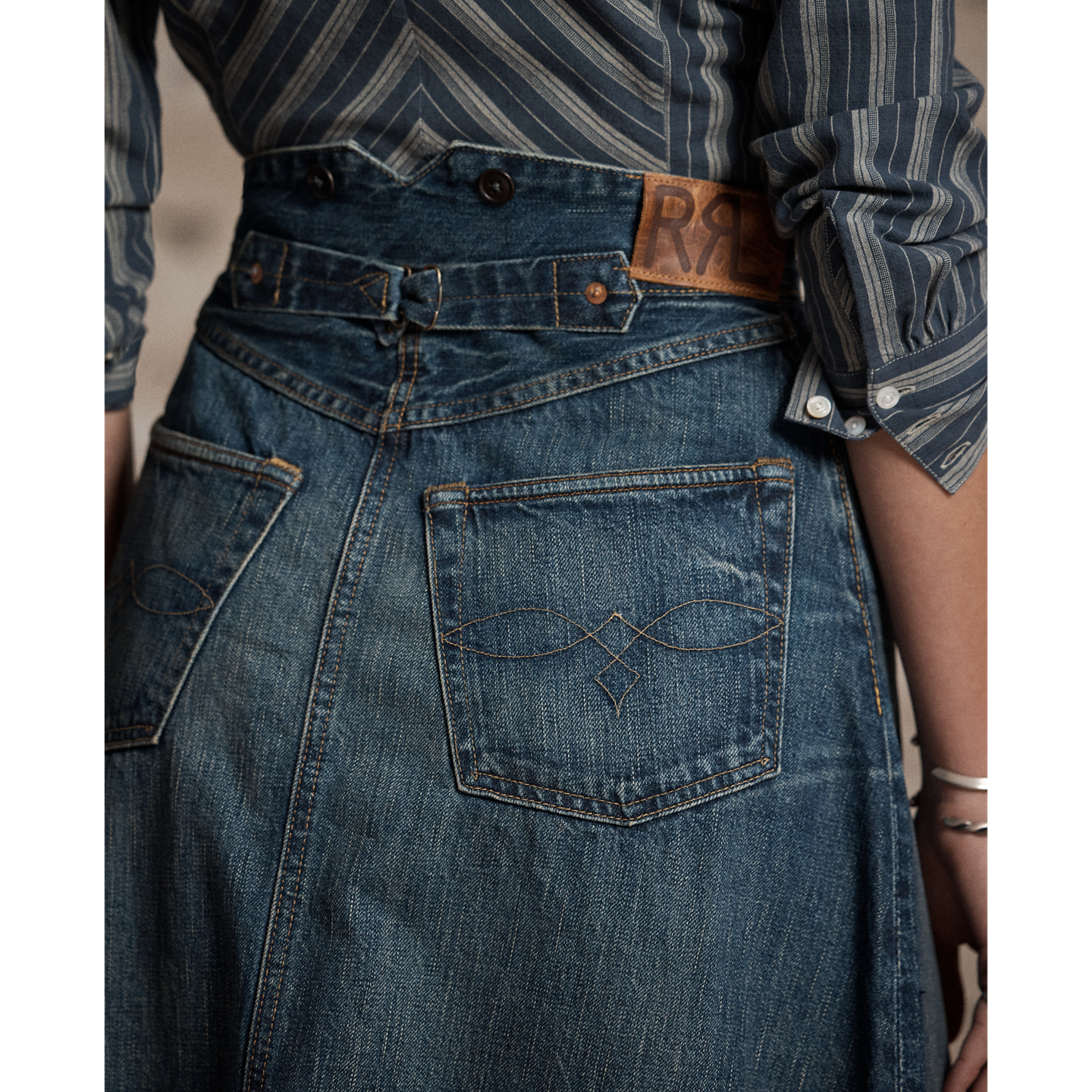 Женская юбка Ralph Lauren Indigo Selvedge Denim, цвет: Варёный — фото 4