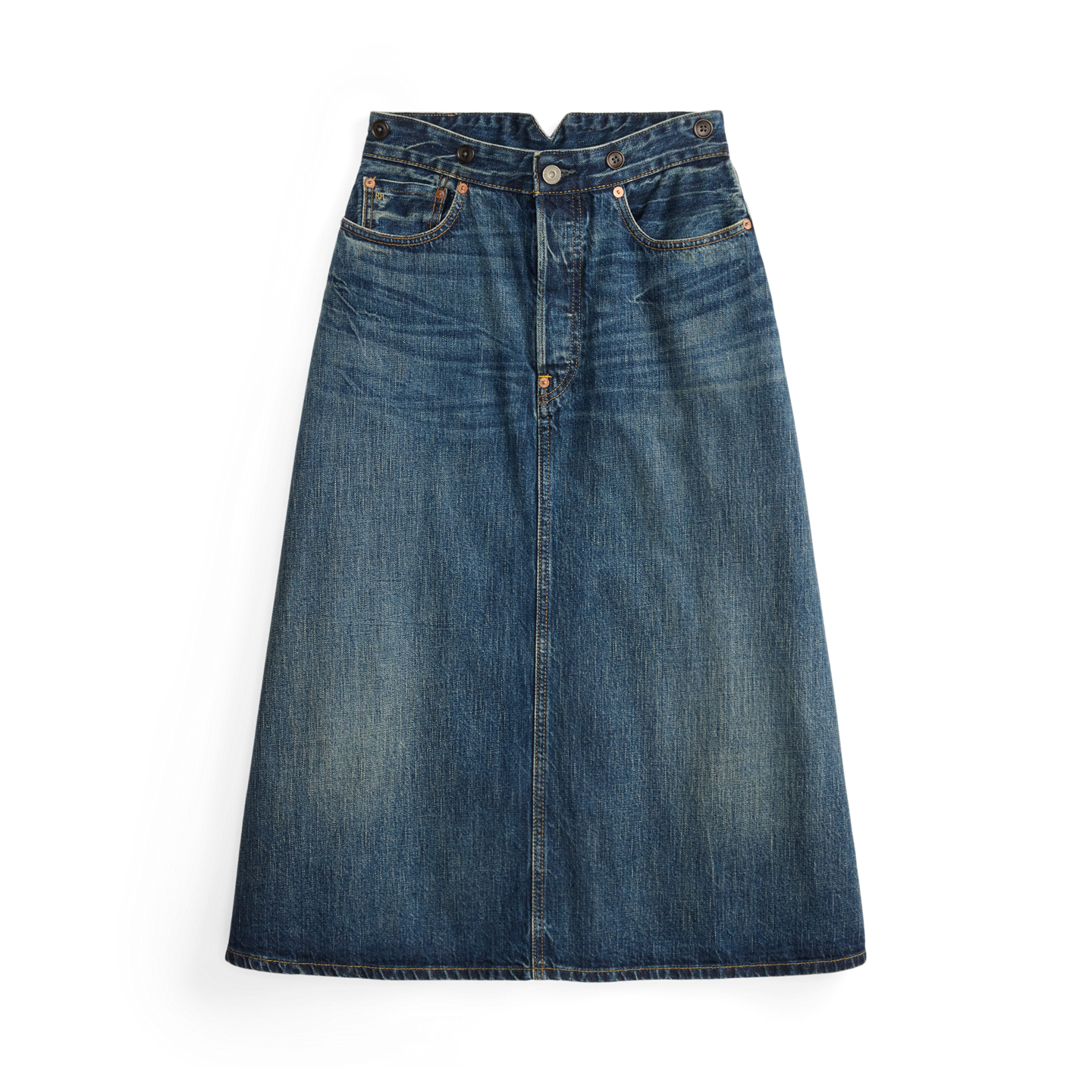 Женская юбка Ralph Lauren Indigo Selvedge Denim, цвет: Варёный — фото 6