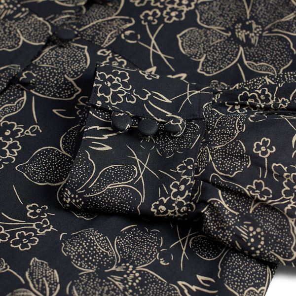 Vintage Black/Cream Floral-Print Crepe Dress RRL 8