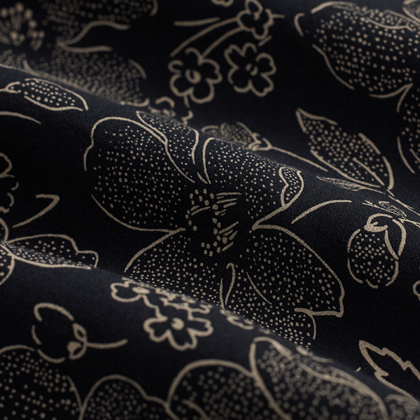 Vintage Black/Cream Floral-Print Crepe Dress RRL 10