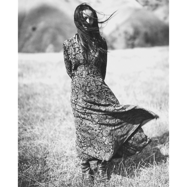 Vintage Black/Cream Floral-Print Crepe Dress RRL 11