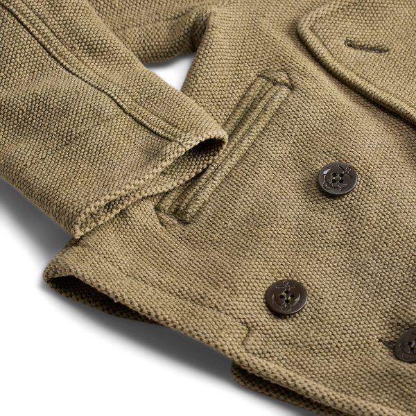 Vintage Olive Handwoven Cropped Peacoat RRL 8