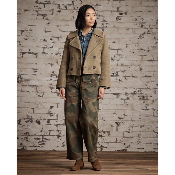 Vintage Olive Handwoven Cropped Peacoat RRL 3