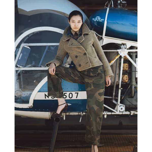 Vintage Olive Handwoven Cropped Peacoat RRL 10