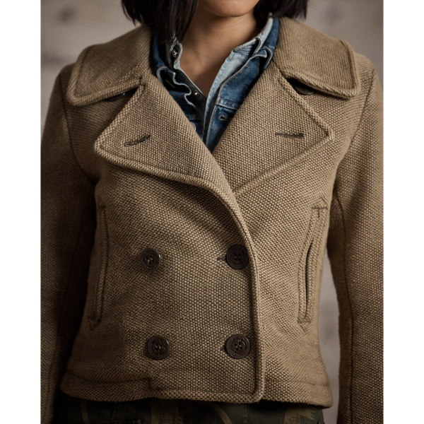 Vintage Olive Handwoven Cropped Peacoat RRL 5