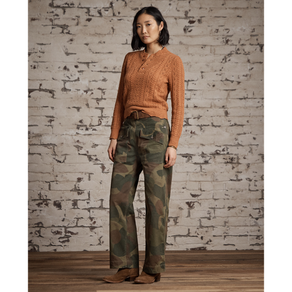 Distressed Olive Camo Herringbone Twill Trouser RRL 2