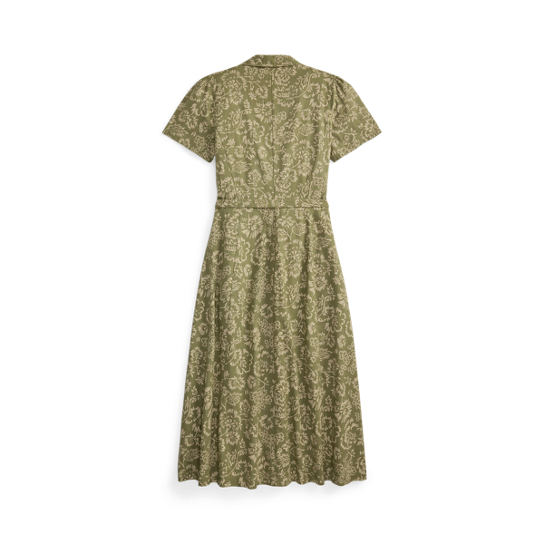 Baumwoll-Leinen-Kleid mit Blumenmuster RRL in Olivgr&uuml;n/Creme 6