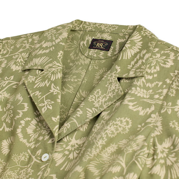 Baumwoll-Leinen-Kleid mit Blumenmuster RRL in Olivgr&uuml;n/Creme 7