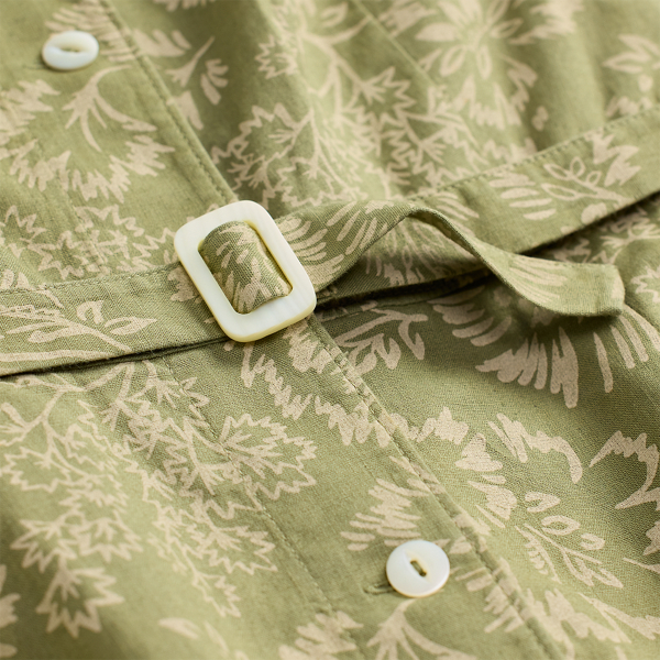 Baumwoll-Leinen-Kleid mit Blumenmuster RRL in Olivgr&uuml;n/Creme 8