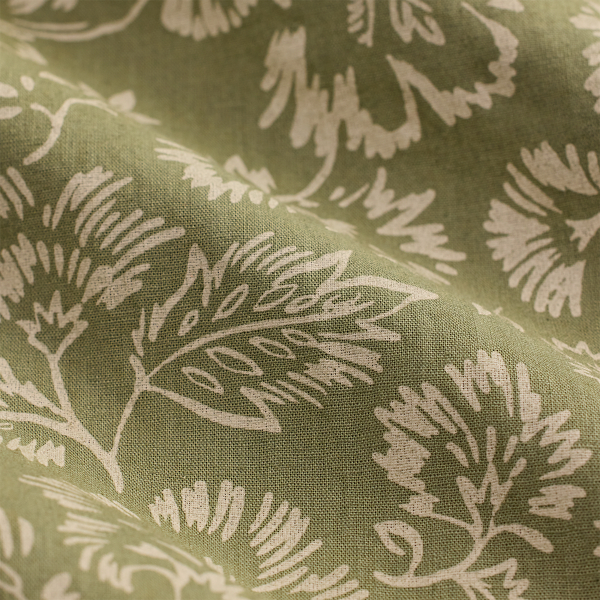 Baumwoll-Leinen-Kleid mit Blumenmuster RRL in Olivgr&uuml;n/Creme 9