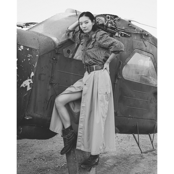 Tan Button-Front Twill Skirt RRL 10