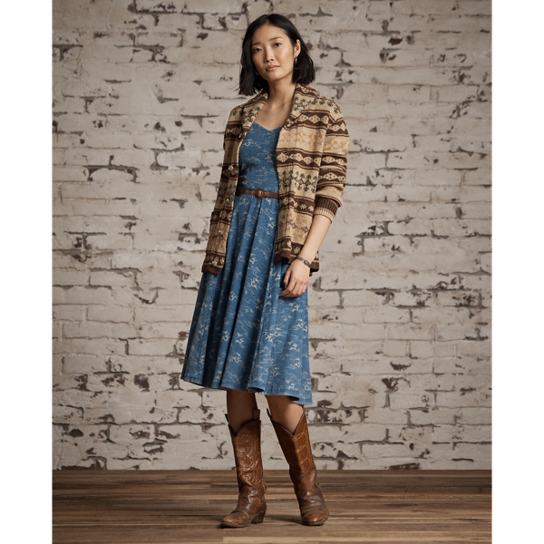 Indigo-Baumwolljerseykleid mit Muster RRL in Mittelmeer-Indigo 2