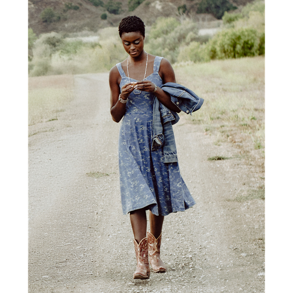 Indigo-Baumwolljerseykleid mit Muster RRL in Mittelmeer-Indigo 11