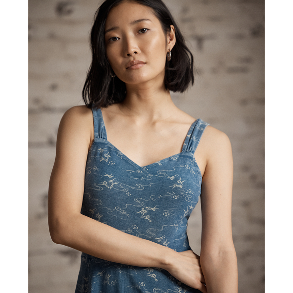 Indigo-Baumwolljerseykleid mit Muster RRL in Mittelmeer-Indigo 5