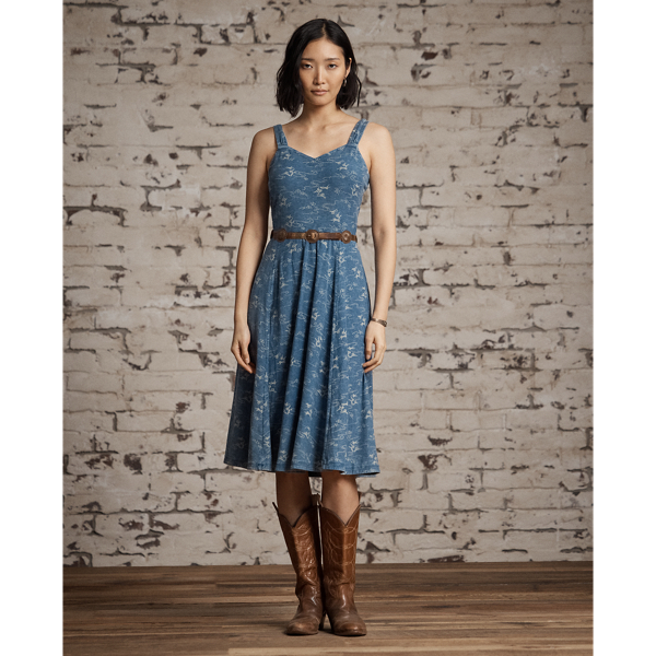 Indigo-Baumwolljerseykleid mit Muster RRL in Mittelmeer-Indigo 6