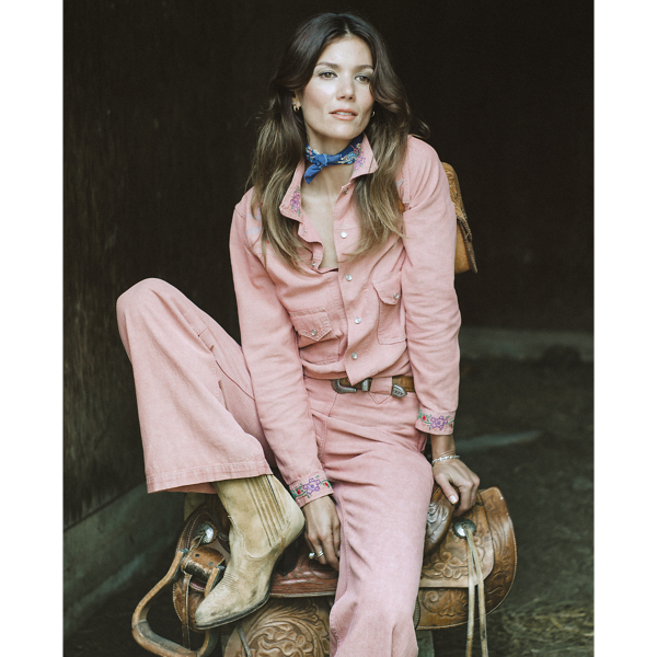 Baumwoll-Leinen-Hose im Westernstil RRL in Retro-Rot 10