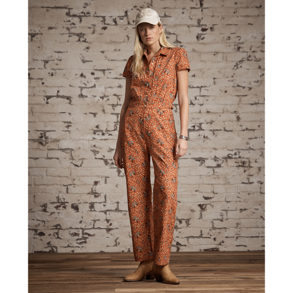 Combinaison b&eacute;b&eacute; fleurie en coton RRL en Rouge mystique/Multi 2