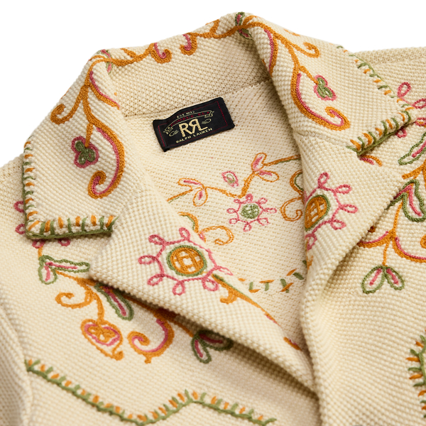 Veste pull western brod&eacute;e RRL en Cr&egrave;me/Multi 7