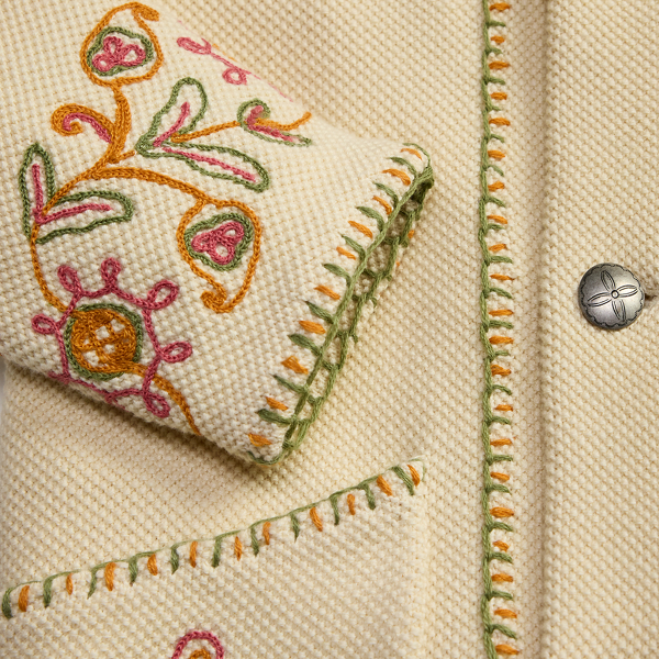 Veste pull western brod&eacute;e RRL en Cr&egrave;me/Multi 9