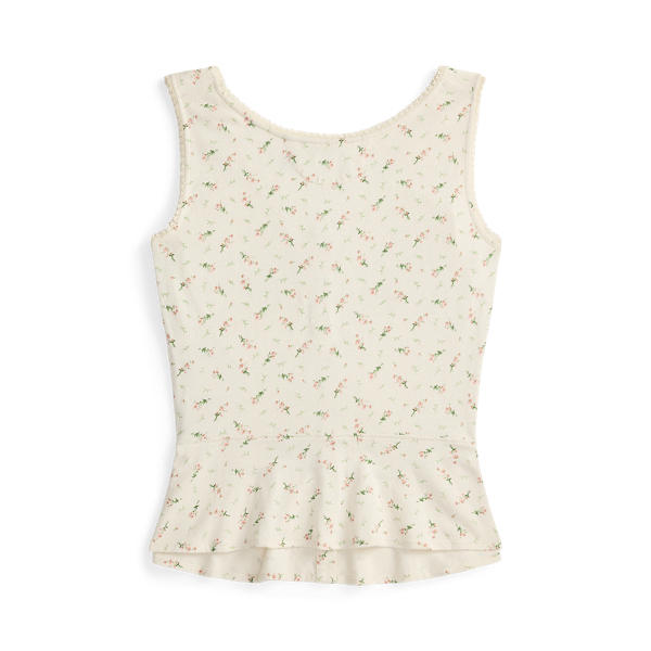 Gebl&uuml;mtes Baumwolloberteil mit Leinen RRL in Creme/Rosa/Gr&uuml;n 6