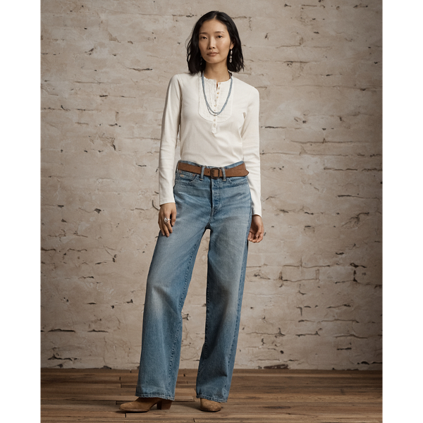 RRL 플리츠 비브 헨리 셔츠 웜 화이트 3