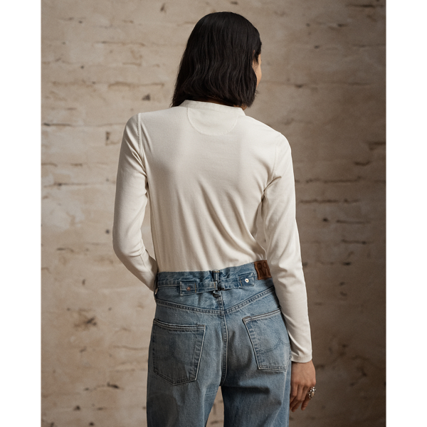 RRL 플리츠 비브 헨리 셔츠 웜 화이트 4