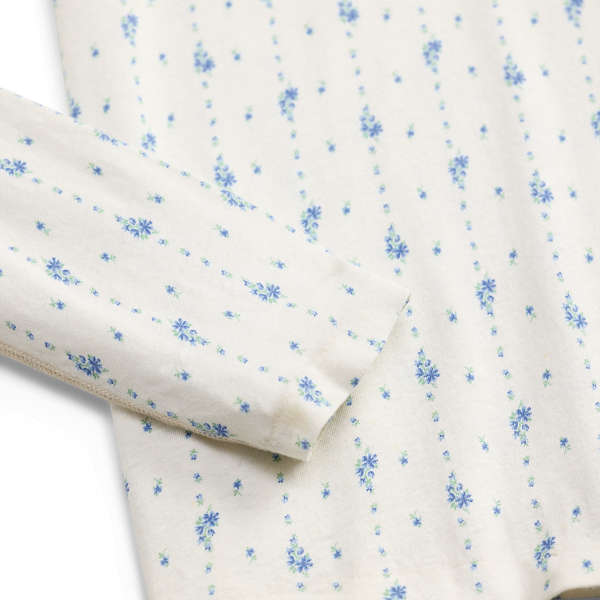 Cream/Vintage Blue Floral Linen-Cotton Henley Shirt RRL 8