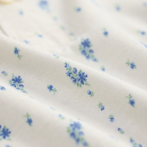 Cream/Vintage Blue Floral Linen-Cotton Henley Shirt RRL 9
