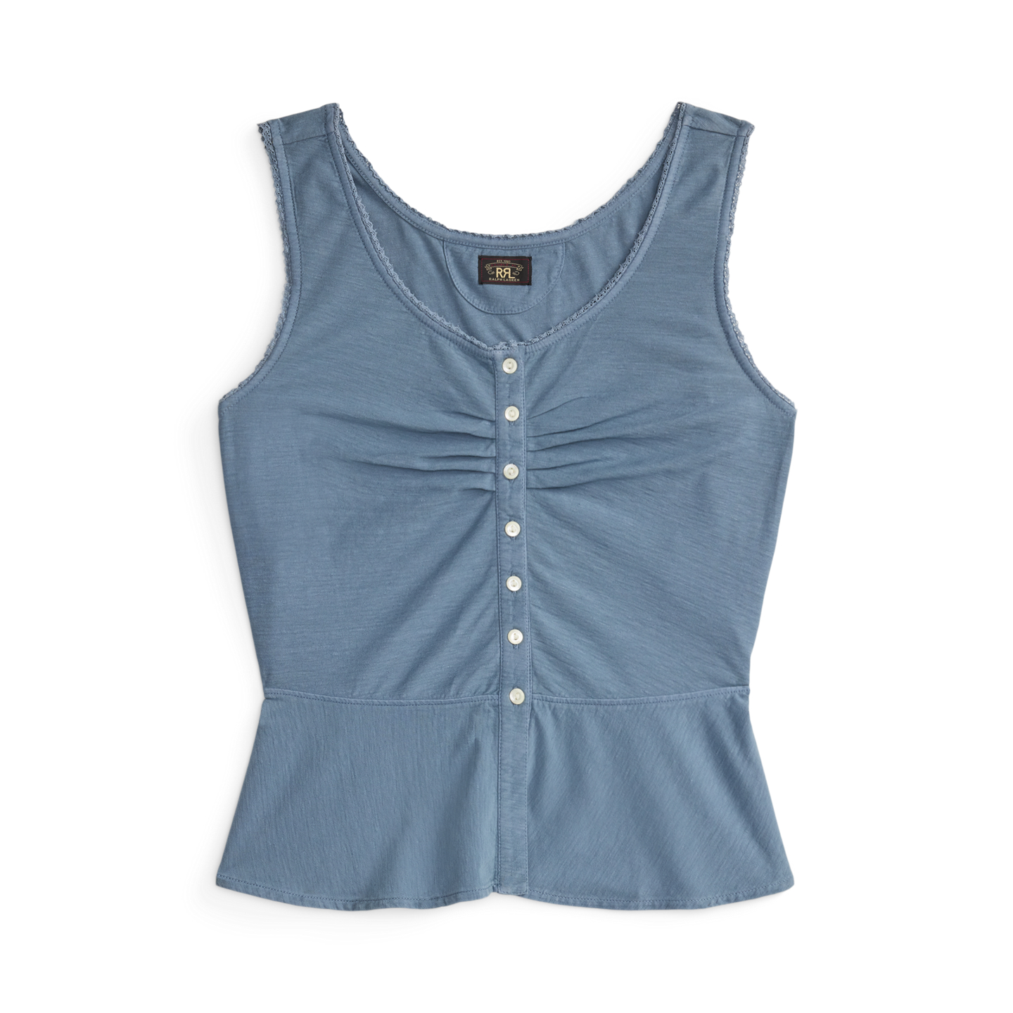 Женский топ Ralph Lauren Cotton-Linen Jersey Camisole, цвет: Состаренный синий — фото 6