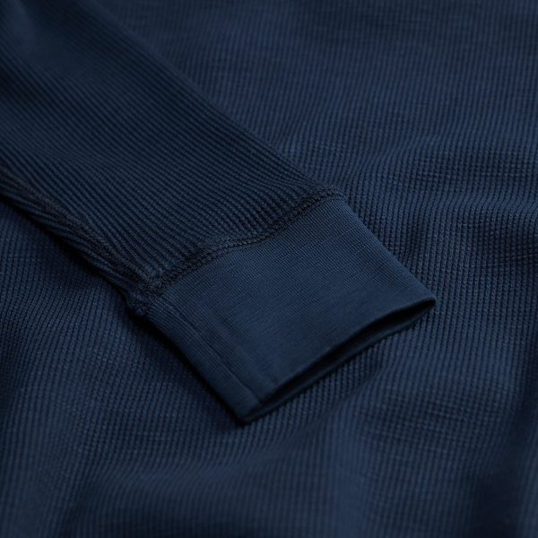 Vintage Navy Stretch Waffle-Knit Henley Dress RRL 8