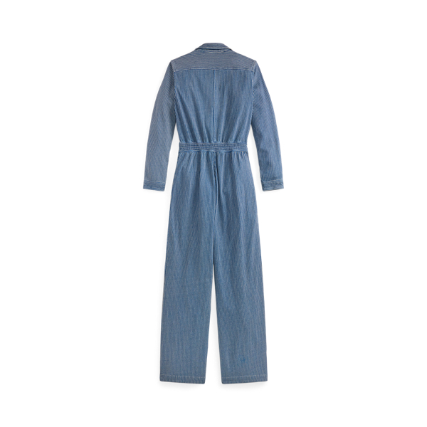 Medium Indigo/Natural Indigo Striped Cotton-Linen Jumpsuit RRL 6