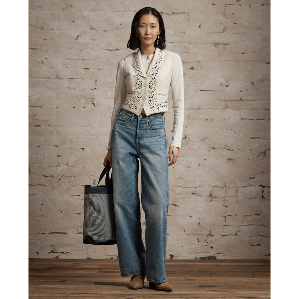 Floral-Embroidered Wool-Silk Vest