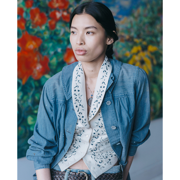 Floral-Embroidered Wool-Silk Vest