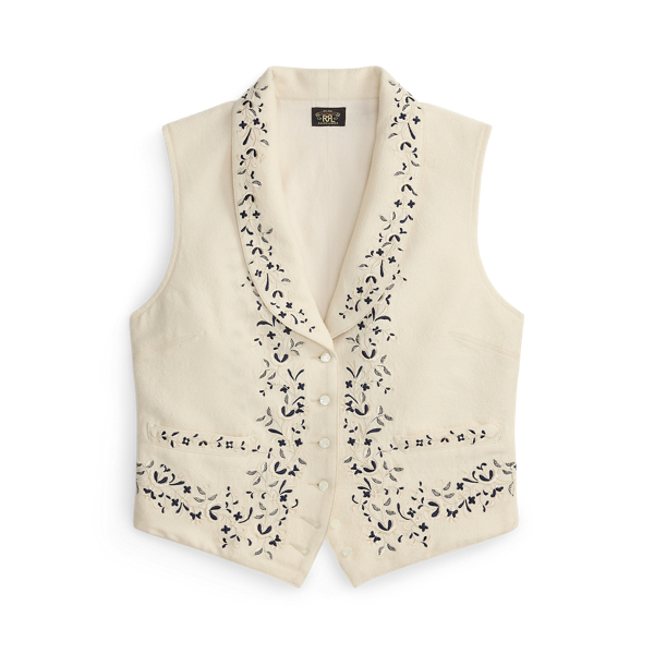 Floral-Embroidered Wool-Silk Vest