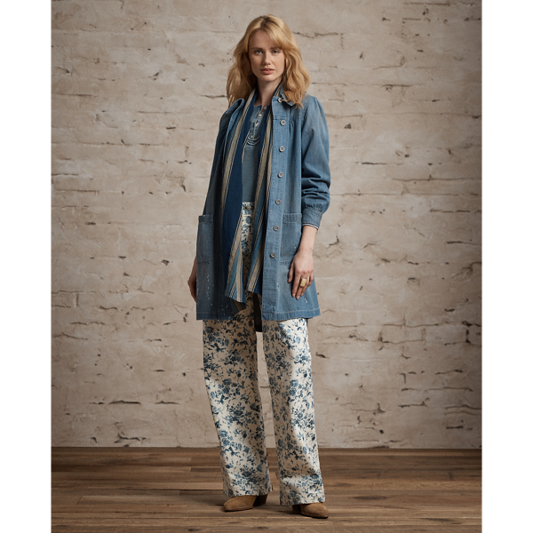 Distressed Denim Chore Coat