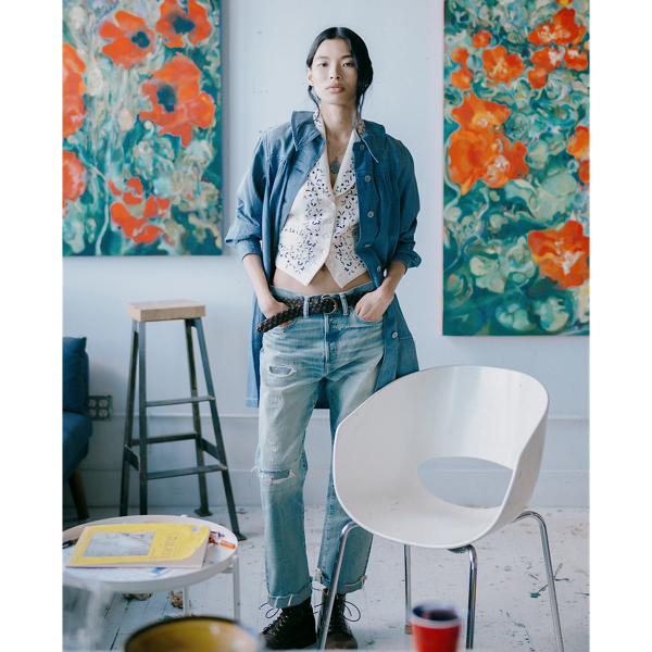 Distressed Denim Chore Coat