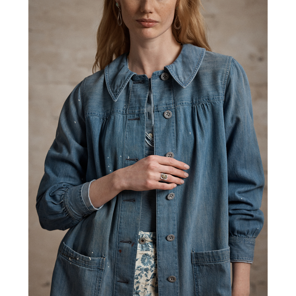 Distressed Denim Chore Coat