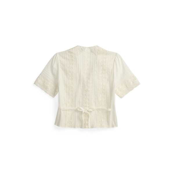 Lace Trim Cotton Voile Blouse