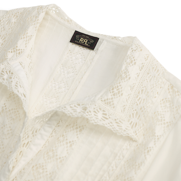 Lace Trim Cotton Voile Blouse