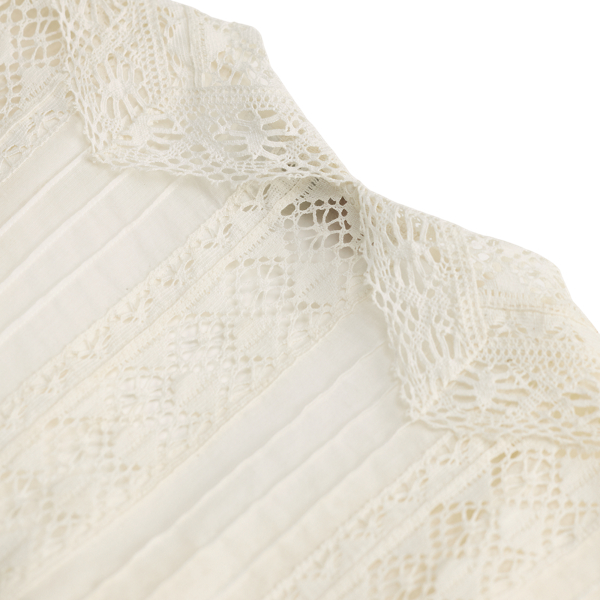 Lace Trim Cotton Voile Blouse